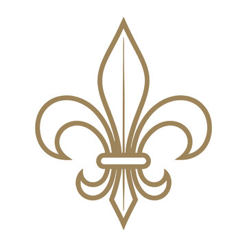 Elegant gold outline fleur de lis symbol