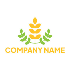 Rice plant logo. Company symbol and business name leaf template
