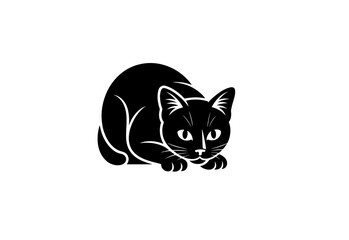 Fototapeta premium Dog and cat black profile silhouette set. Pets sit together, side view isolated on white background. Design for veterinary clinic, shop, animal business. Vector 