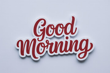 Good Morning red Typography Sticker on Clean White Background