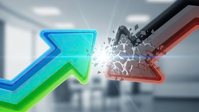 Breaking Arrows Symbolizing Market Crash