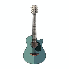 Teal Acoustic Guitar Illustration