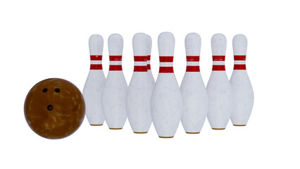 Realistic Bowling Pins Set Up for a Strike