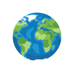 Stylized Globe Illustration with Green and Blue Continents