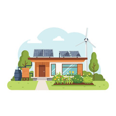 Eco friendly modern home with renewable energy sources