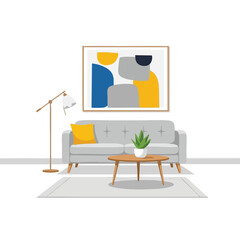 Modern Living Room Interior with Abstract Art