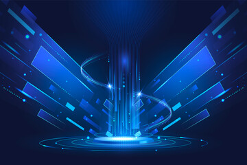 High speed technology vertical poster with circular interface