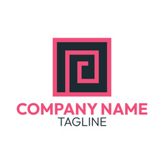 Square logo template. Line spiral simple icon. Company and business logos