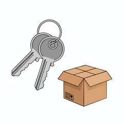 Keys and Delivery Box Illustration