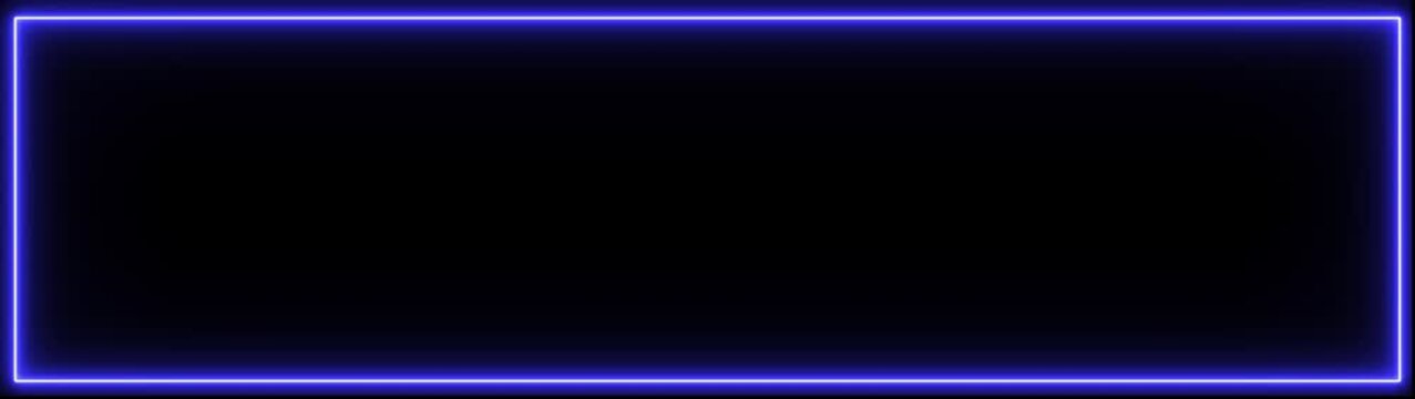 Rectangle frame icon animation glowing neon color bordar frame display box round shape retro screen photo frame rotation seamless footage line movement on dark background. 