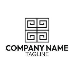 Square logo template. Line spiral simple icon. Company and business logos