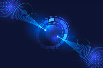 Symmetrical data flow banner with glowing center