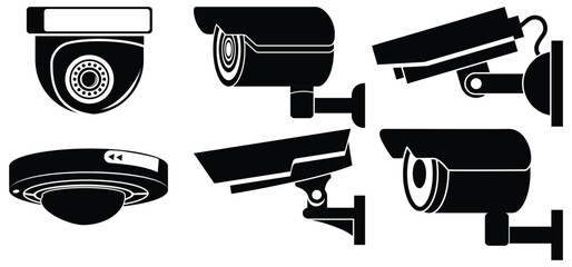 Security Camera Icon Set Collection for CCTV Surveillance Monitoring and Protection