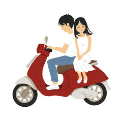 Couple riding a scooter