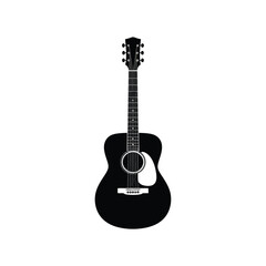 Obraz premium A black silhouette of an acoustic guitar on a white background