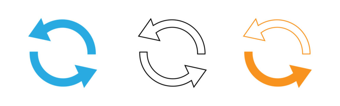 Three colorful circular arrow icons