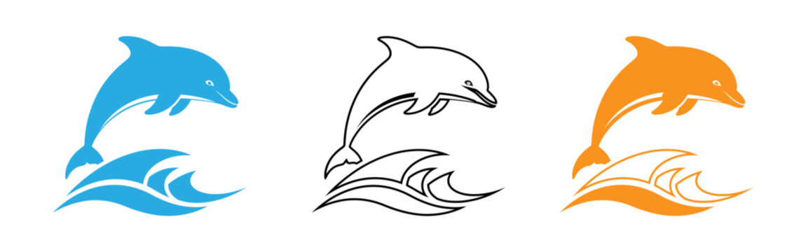 Dolphin silhouettes in different colors