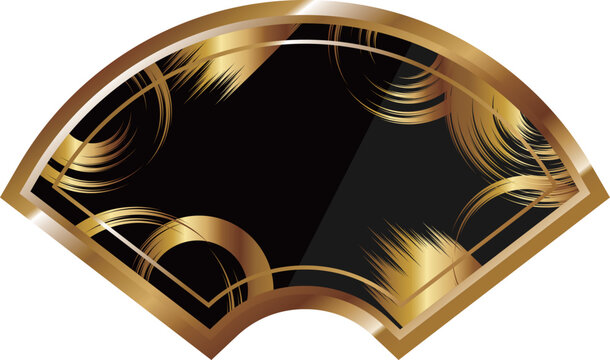 高級感のある扇型のフレーム　ブラック＆ゴールド