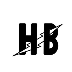 black and white combined letter design h and b