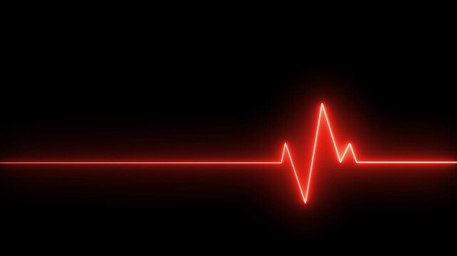 Red chart. Pulse animation. Abstract red neon heartbeat signal icon animation background. Heartbeat line icon animation . ECG cardiogram oscilloscope. Heart beat cardiogram. Heartbeat line showing. 