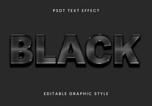 Black Glossy Embossed Text Effect Shiny Bold Font