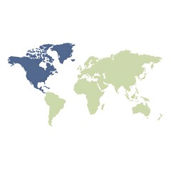 Fototapeta premium Simple world map, highlighting North America