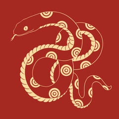 Ornamental Snake Line Art Tattoo Illustration