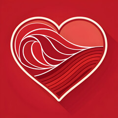 heart shape on red background vector illustration