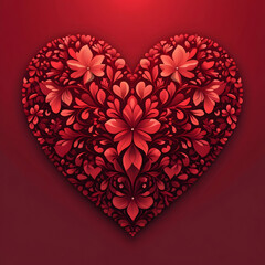 Heart Shape on Red Background Vector Illustration