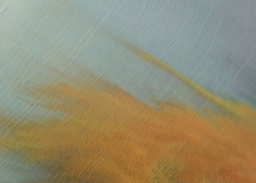 Aerial view of a vibrant blend of orange and blue hues creating an abstract landscape with a textured surface, Selfoss, Iceland.