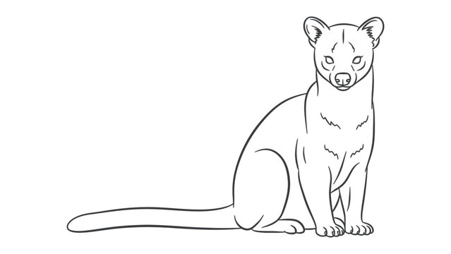 Contour of Fossa: The fossa, a unique carnivore endemic to Madagascar, is captured in elegant line art, ready to be colored.