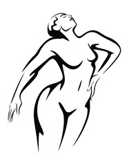 Black Silhouette Hand Gesture Pointing Upward with Curved Lines