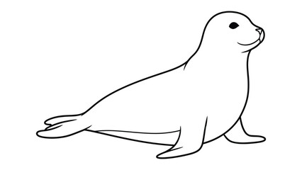 Graceful Seal Pose: A charming seal in simple outline against a neutral backdrop, perfectly capturing its smooth form and characteristic flippers. © abidakhatun