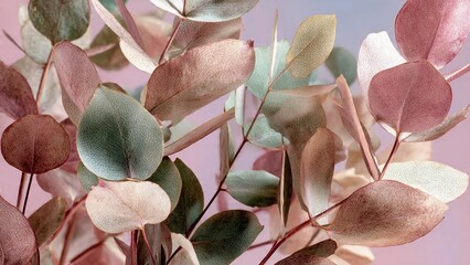 Minimal Botanical Background with Dried Eucalyptus Leaves
