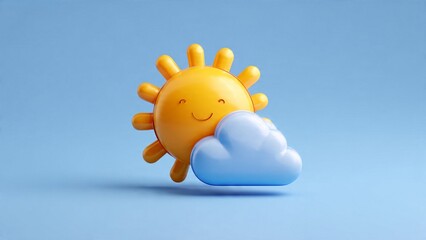 Cute cloud and sun icon