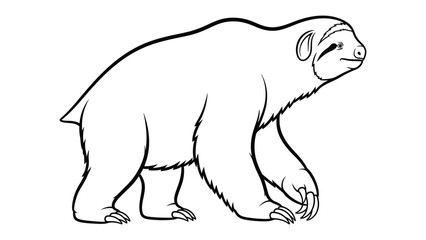 Obraz premium Line Drawing Sloth: This engaging illustration showcases the gentle essence of a sloth, its relaxed pose and captivating details.