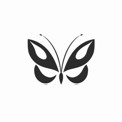 Obraz premium Elegant stylized butterfly illustration in minimalist black and white, geometric abstract design with simple lines and antennae