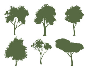 Fototapeta premium Collection of green tree silhouette