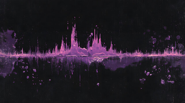 Minimalist phonk cover on black canvas with purple glowing paint smears and waveform decay