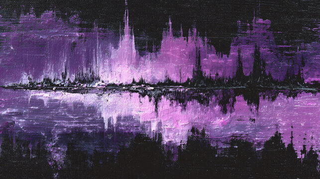 Minimalist phonk cover on black canvas with purple glowing paint smears and waveform decay