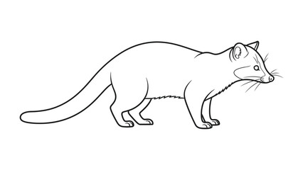 Fototapeta premium Civet Sketch: A meticulously drawn outline of a civet, capturing its sleek form and unique features. The artwork emphasizes the animal's graceful posture and distinctive characteristics.