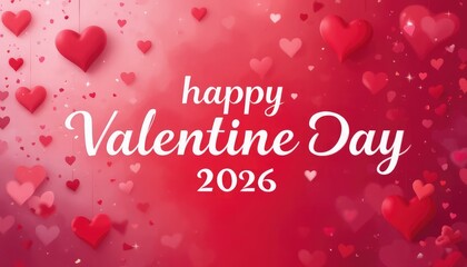 Happy Valentine Day 2026 hearts background pink love