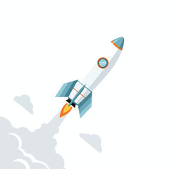Vector illustration of a rocket launching into space