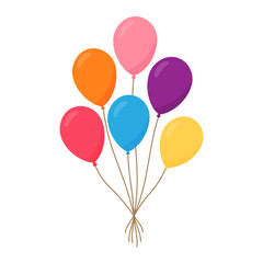 Bright colorful balloon bouquet. Festive balloons illustration for birthday, party and celebration designs