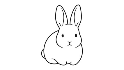 Obraz premium Simple Rabbit illustration: A cute rabbit illustration with clean lines and a friendly demeanor. The rabbit appears relaxed and inviting, perfect for illustrating stories and designs. 