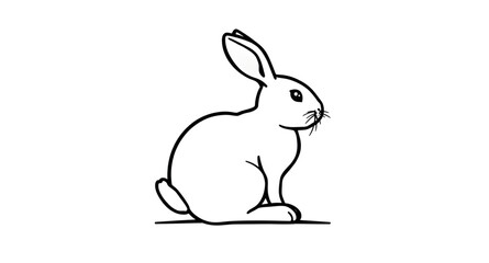 Obraz premium rabbit, bunny, hare, animal, mammal, cute, pet, wildlife, nature, spring, easter, fluffy, long ears, whiskers, tail, cartoon, illustration, vector, icon, outline, contour, line, lineart, minimalist, s
