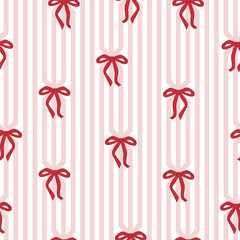 red bows on a pink striped background 