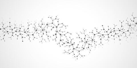 Molecular abstract structure and genetic engineering DNA. Healthcare and medicine background concept. Scientific research background. Wave flow. Innovation pattern. Vector illustration.