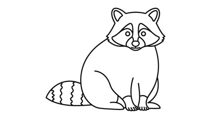 Raccoon Outline: A simple, black and white outline illustration of a raccoon sitting gracefully, offering a clean, adaptable design for a range of creative projects.
