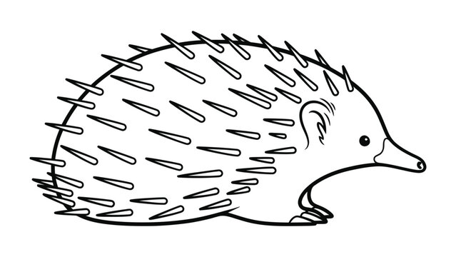 Echidna sketch: A detailed sketch captures the unique features of a curious echidna, showcasing its spiky coat and distinctive snout. 